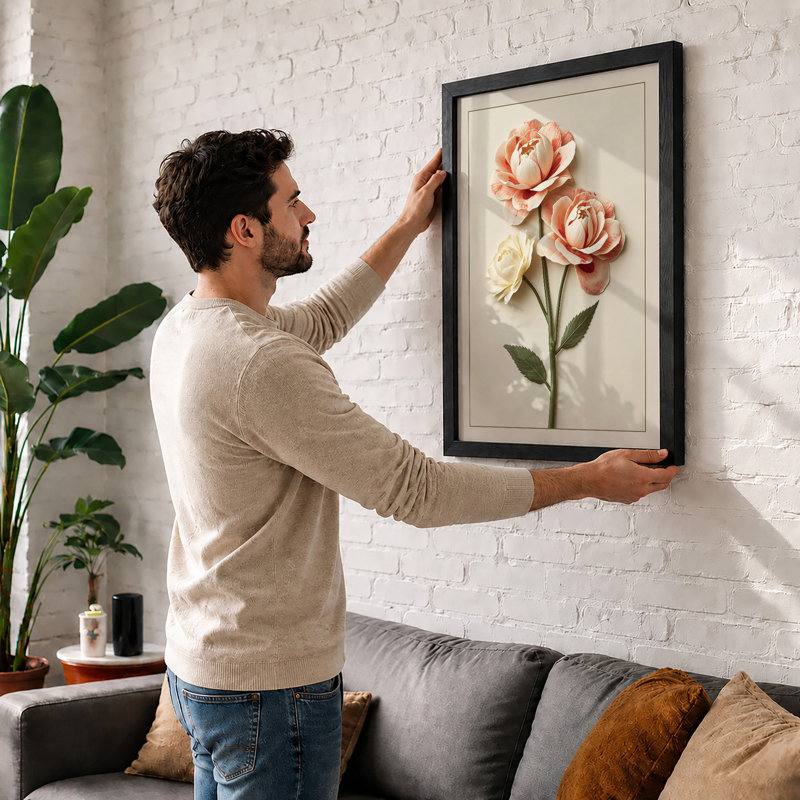 Roses in Bloom Botanical - Framed Print, A3 - 42.0 x 29.7 cm, Black