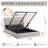 41.7" Velvet Curved Wingback Queen Bed Frame with Hydraulic Lift, No Box Spring Needed, White-646257342-646257343