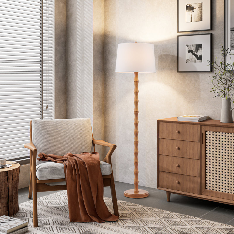 Lampe sur pied 61 po Johnvictor, Faux bois peint brun