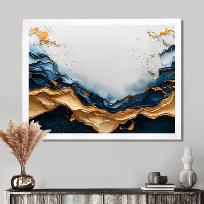 Richins Golden Silence Of Minimal Marble River IV - abstrait minimalisme, art mural