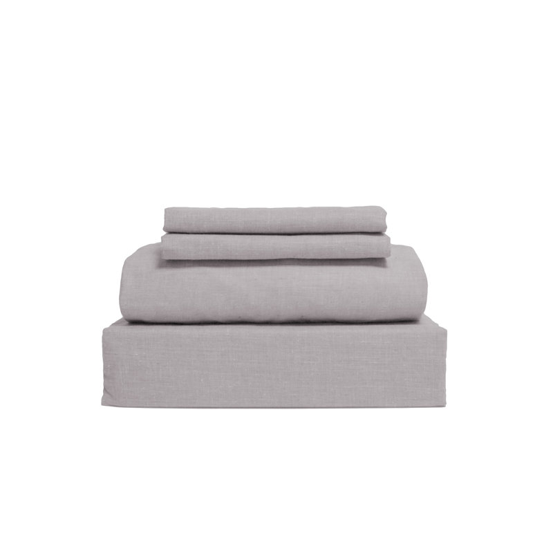 100% Cotton Standard Sheet Set, King Sheet Set  + 2 Standard Pillowcases, Gray