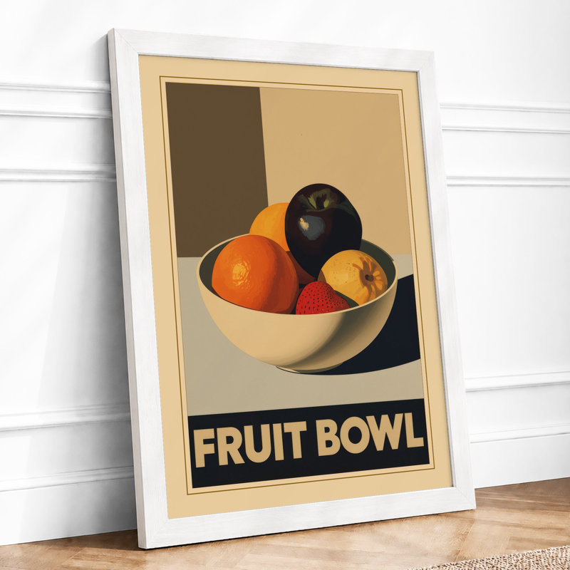 Fruit Bowl Art Deco - Framed Print, A1 - 84.1 x 59.4 cm, White
