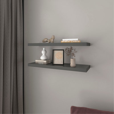 Floating Shelf Dallas, Living Room, Matt Gray