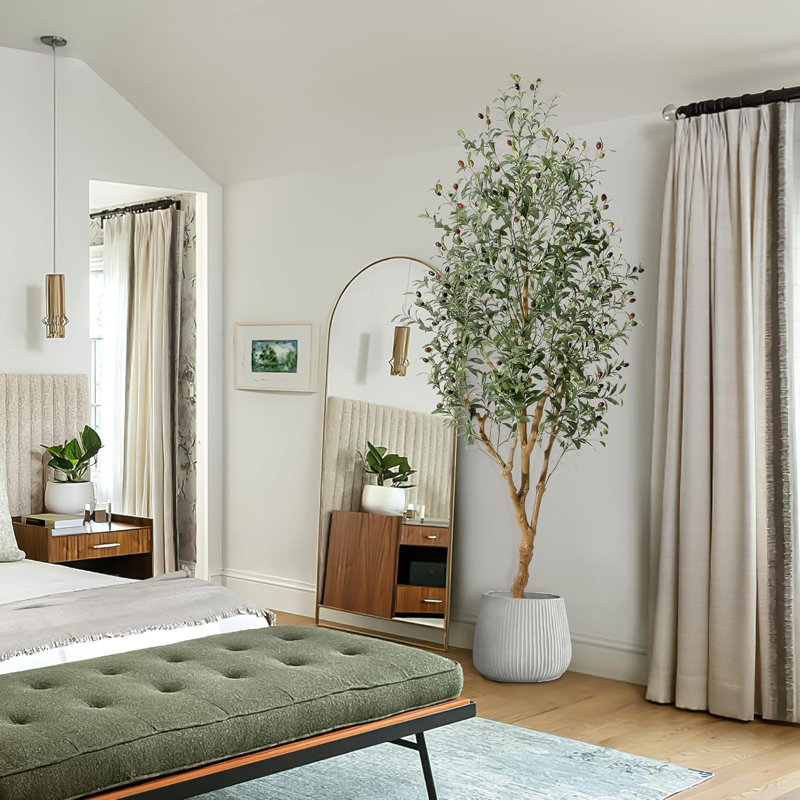 Ensemble de 2 olivier artificiel 7 pi avec pot de fleurs, plante d'intérieur artificielle réaliste pour la décoration de bureau personnel