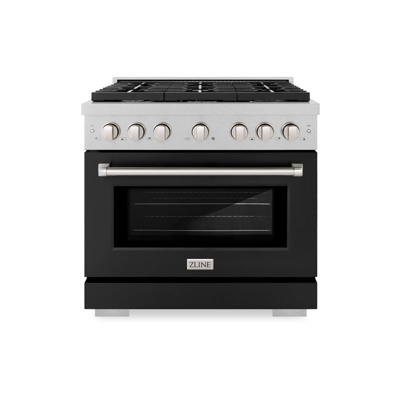 ZLINE 36 in. 6 Burner Gas Range in DuraSnow®, Black