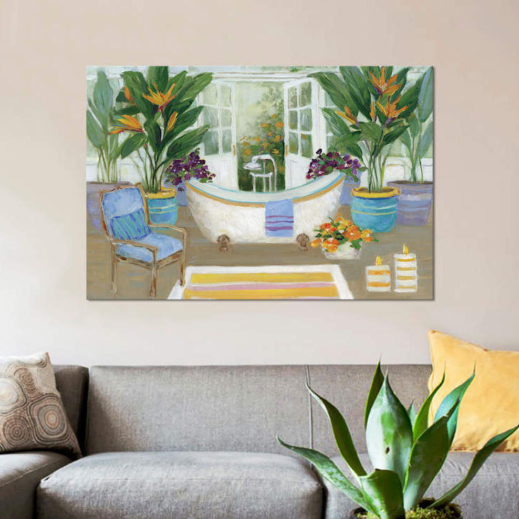« tropical island spa i », impression sur toile, H 12 po x l 18 po x P 1,5 po, Pas de tapis, Toile tendue