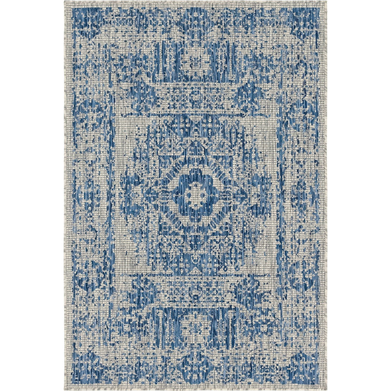 Outdoor Nile Area Rug Aqua Color, Rectangle 4' x 6'