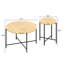Table basse et table de bout Radial Imperméable avec housse. Forme cylindrique vieillie. Pieds en métal noir. Rustique. Noyer foncé, rouge, options de bois technique. P 31,4 po x H 18,9 po et P 18,9 po H 23,6 po-1745797769