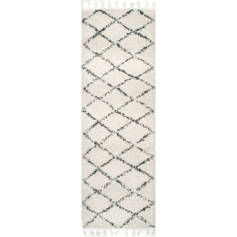 Mansel Trellis Area Rug for Living Room Bedroom Dining Room, Off White/Charcoal
