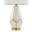 Lampe de table en verre 25 "en métal doré et verre blanc avec abat-jour en lin blanc - ensemble de 2-683031414