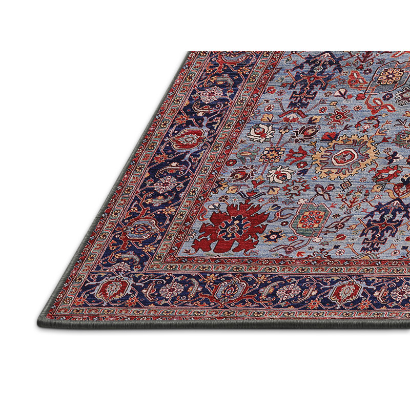 Tapis oriental bleu / rouge, Rectangle 5 pi x 7 pi