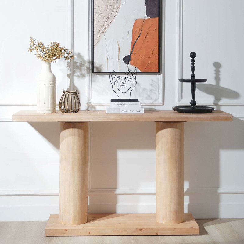 Console en bois avec piédestal à colonne
