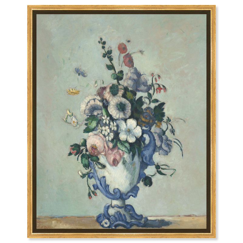"Paul Cezanne Flowers In A Rococo Vase", art mural par Art Remedy, Cadre doré, H 25 po x l 21 po