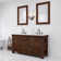 Aberdeen 60 In. Double Sink Carrara White Marble Countertop Vanity In Rustic Sierra With Hook Faucets And Mirrors