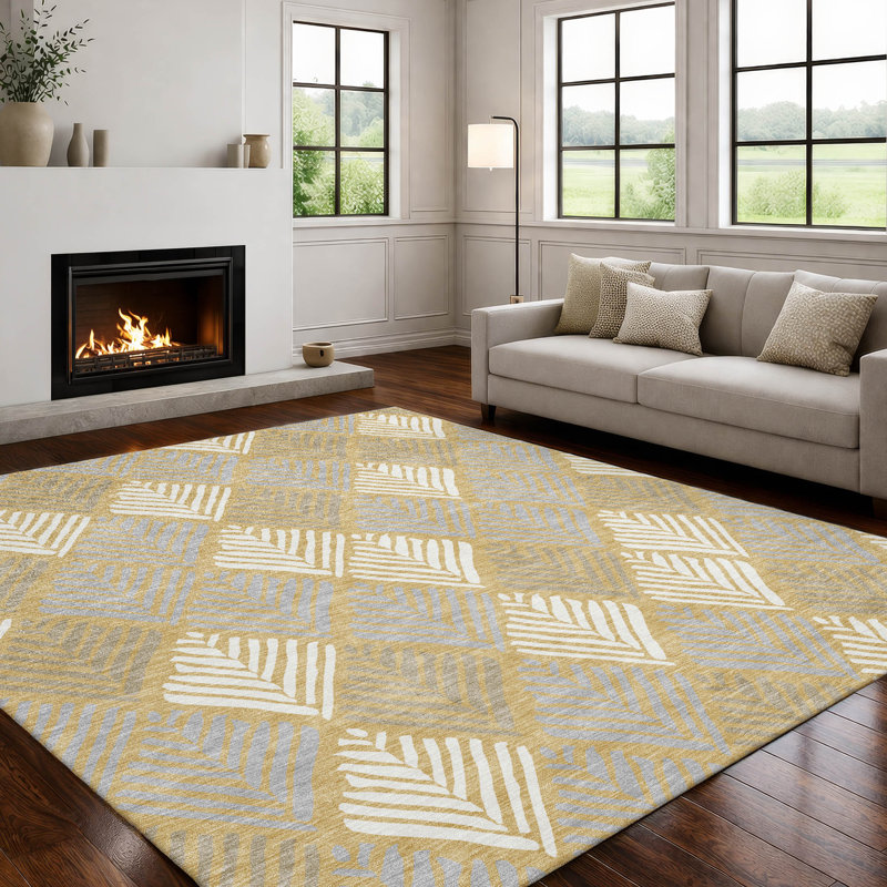 Tapis intérieur / extérieur lavable à la machine Chantille ACN2818, Doré, 3 pi x 5 pi