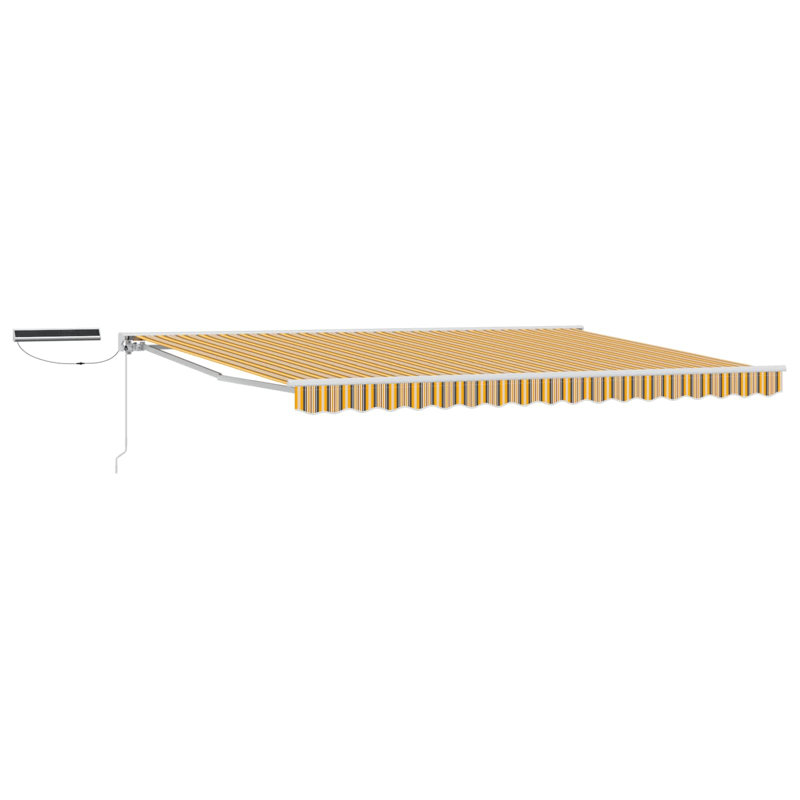 VidaXL Polyester Cover Retractable Patio Awning, Cream/Black, No Pattern, 350cm W x 200cm D