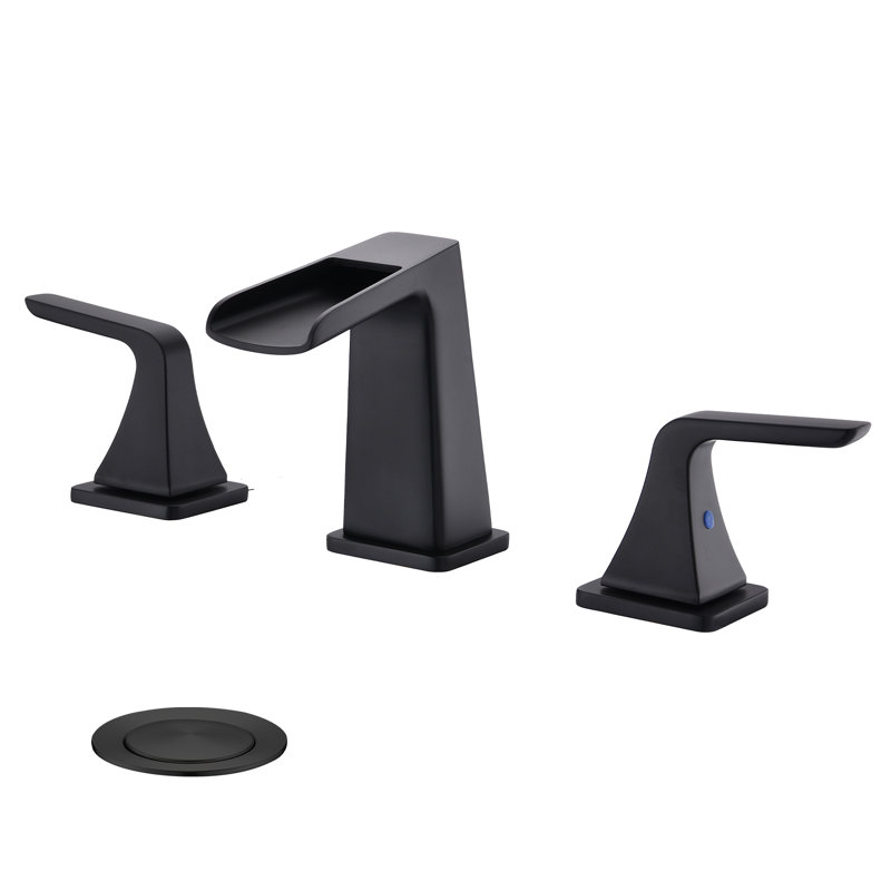 Aanya Widespread 2-handle Bathroom Faucet with Drain Assembly, Matte Black