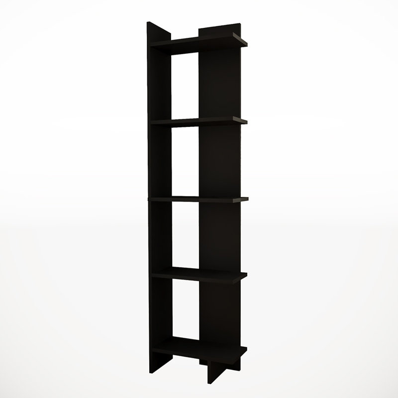 Regin 170cm H Tiered Corner Bookcase, Black