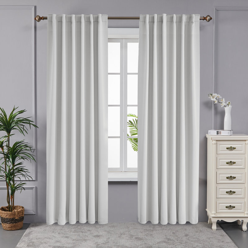 Taburao Back Tab Room Darkening Curtain Pair, 42" W x 63" L, Platinum