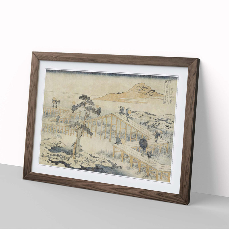 Ancient View Of Yatsuhashi In Mikawa Province by Katsushika Hokusai - Single Picture Frame Painting, Walnut Framed