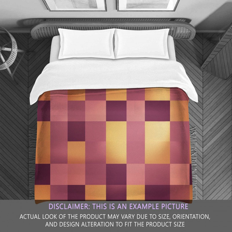 Machine Printed Comforter, Twin Extra Long Comforter, Gold/Pink Checkered
