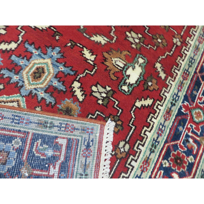 Tapis de couloir en laine rouge rouille de conception unique 4 pi 2 po x 9 pi 9 po noué à la main Tapis décoratif