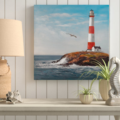 «Phare au bord de la mer», reproduction de peinture à l'huile sur toile tendue