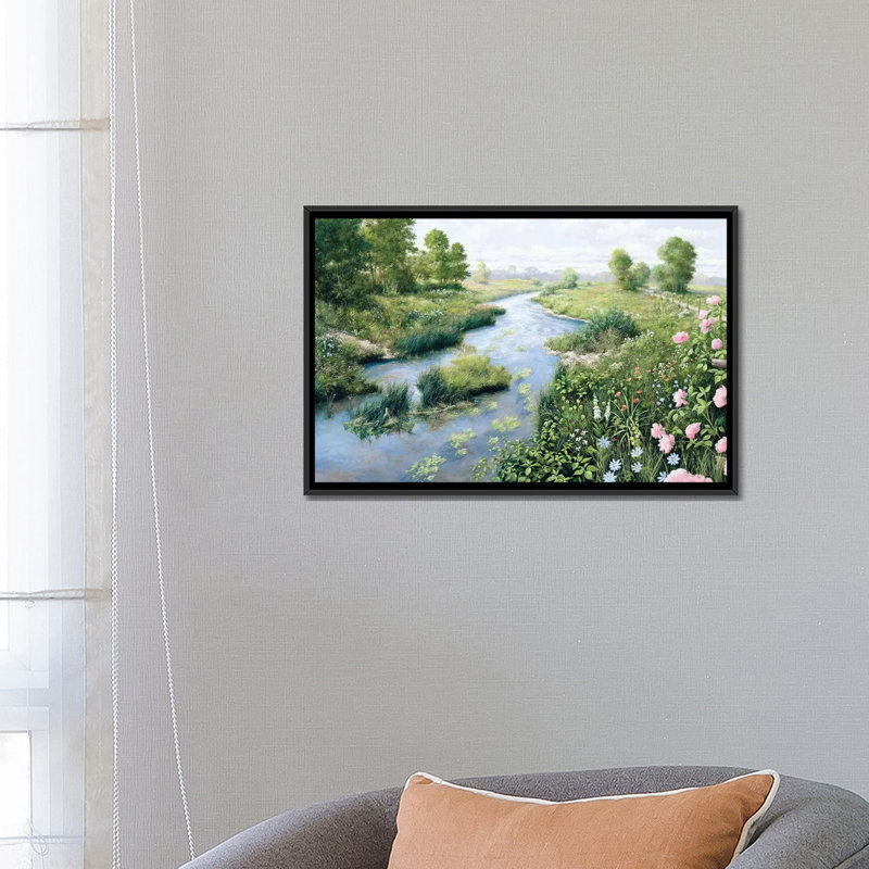 «Summer», reproduction sur toile, H 18 po x l 26 po x P 1,5 po, Toile avec cadre noir, Pas de tapis