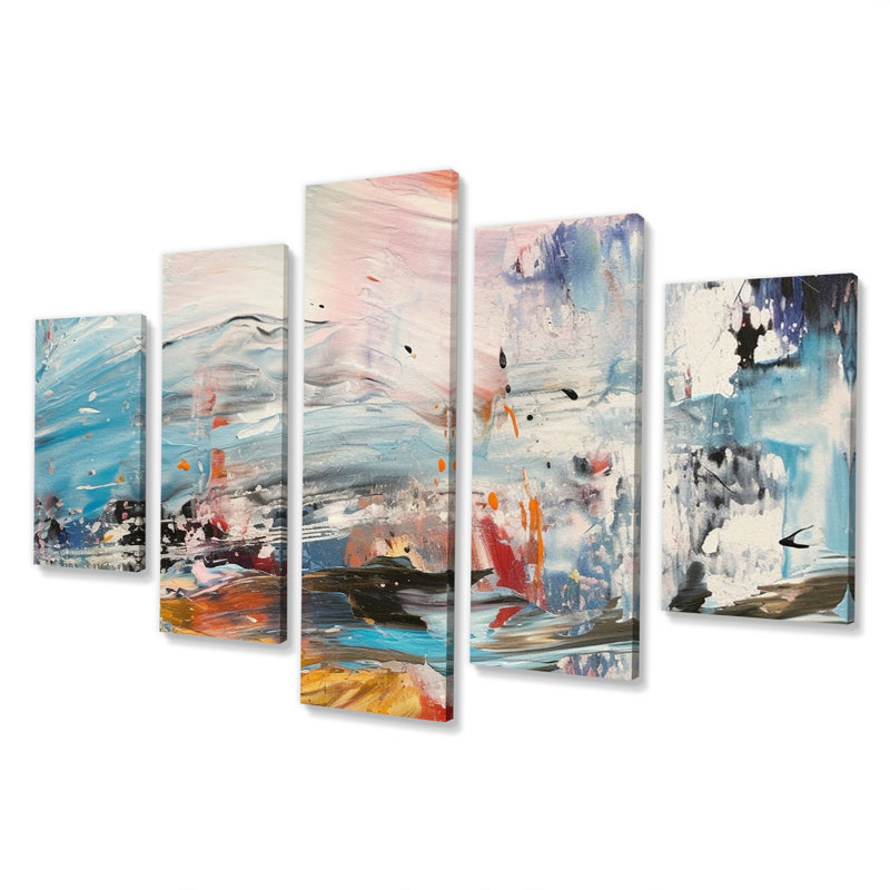 Beautiful Life Summer Joy Abstract Expression I - Abstract Wall Art Living Room - 5 Panels