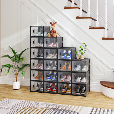 Medium Shoe Storage Box Organizers Stackable (Set Of 18)