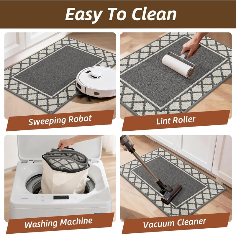 Geometric Anti-Fatigue Non-Skid Kitchen Mat, Grey