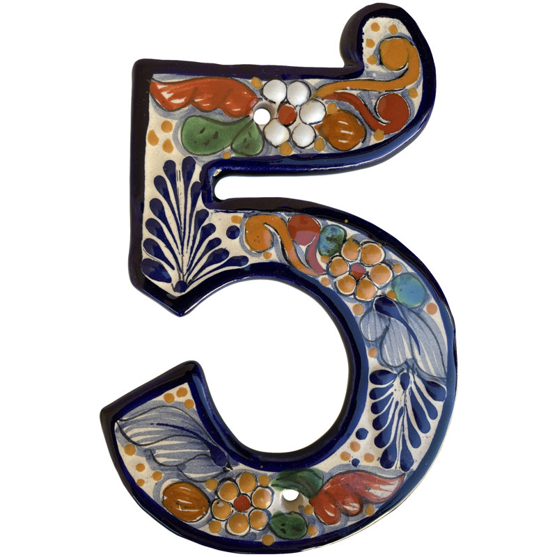 Mexican Majolica Santa Fe Tile Address House Number Five