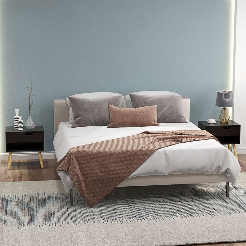 Ensemble de 2 tables de chevet avec tiroir et tablette pour la chambre Mandisha