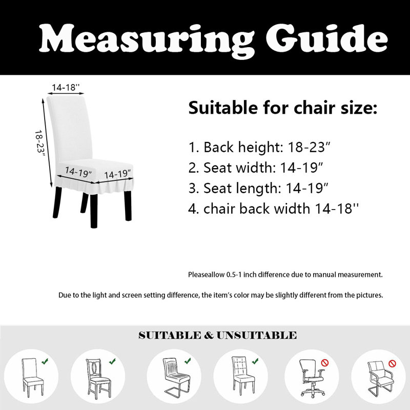 Housse de chaise de salle à manger avec jupe, housse extensible pour chaise, ensemble de 4, Blanc