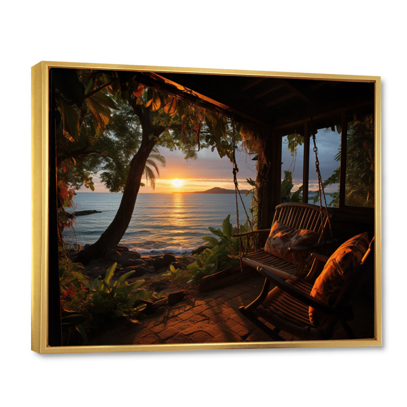 «Alisse Beach Tropical Vibes», impression sur toile, H 12 po x l 20 po x P 1 po, Cadre flottant doré