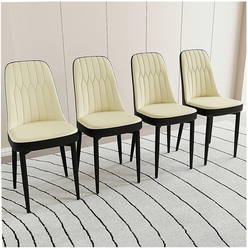 Chaises de salle à manger 4 pièces de style moderne, fabriquées en cuir de polyuréthane de haute qualité, avec coussins épais, chaise de cuisine à pieds en métal, chaise de salle à manger de restaurant