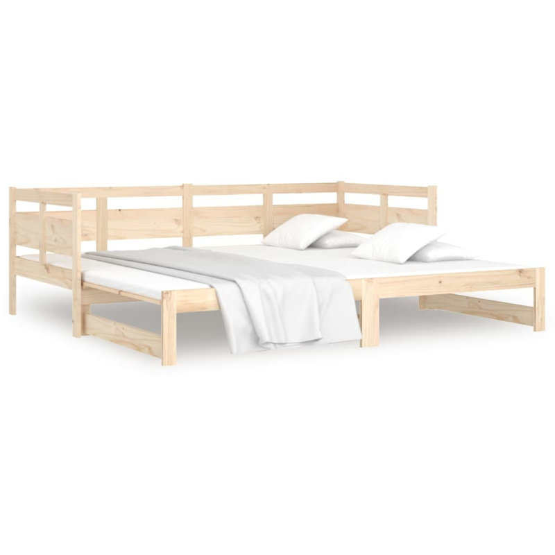Alviso Solid Wood Daybed with Trundle Bed, 80 x 200cm, Brown