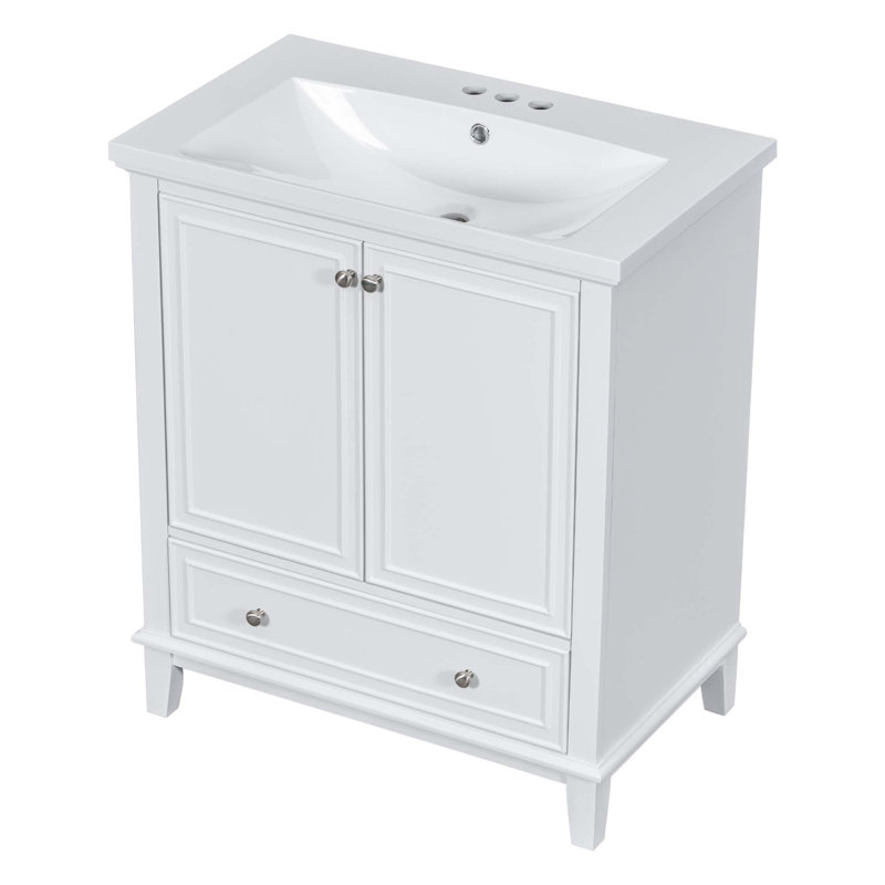Meuble-lavabo multifonctionnel avec portes et tiroir 30 po, Blanc