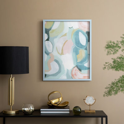 «Pastel Garden Abstraction II», reproduction encadrée - bois massif