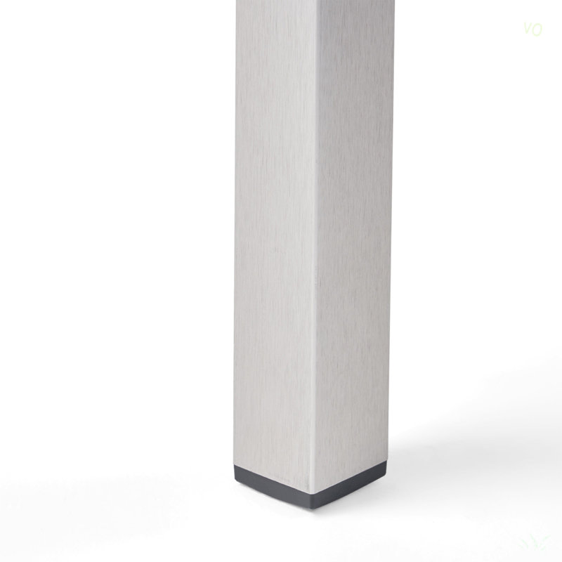 Table de salle à manger d'extérieur - Aluminium anodisé - Plateau en osier - Carré