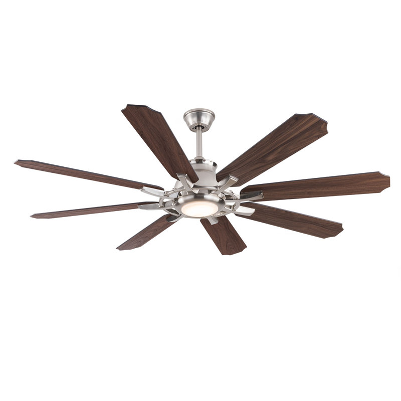 60Inch 8 Blades Flush Mount Round Ceiling Fan 6 Speeds with Remote Control and Timing Function