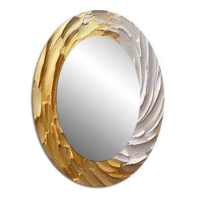 Gold And Cream Enchanted Whirls I - Gold Oval Wall Mirror Decor