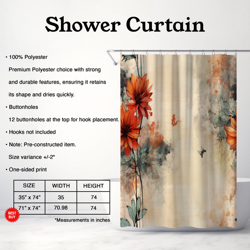 Grimy Petals - Premium Shower Curtain, H 74 po x l 71 po