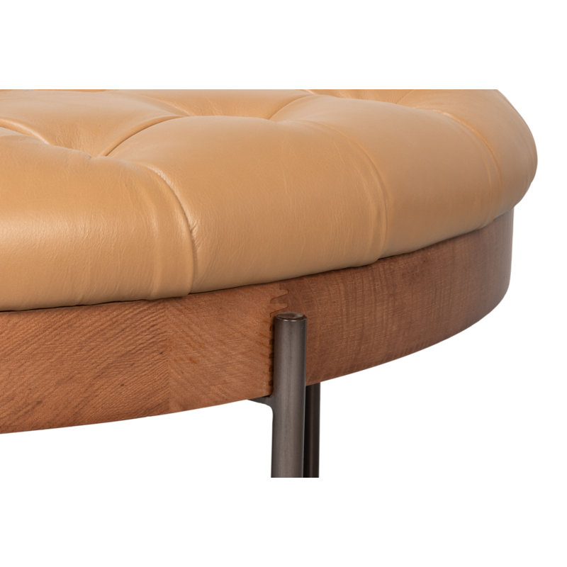 Corbet Round Ottoman, Caramel Brown