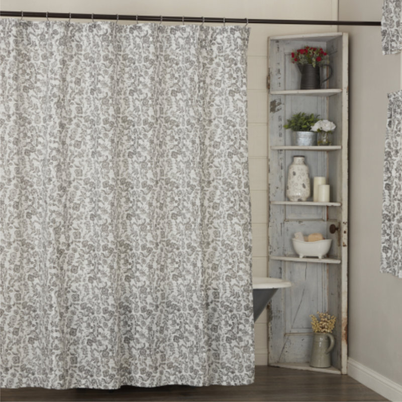 Rideau de douche Duhah, Motif floraux gris
