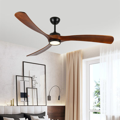 Ventilateur de plafond en bois 72 pouces avec lumière, ventilateur de plafond à profil bas avec télécommande, moteur CC réversible silencieux avec minuterie