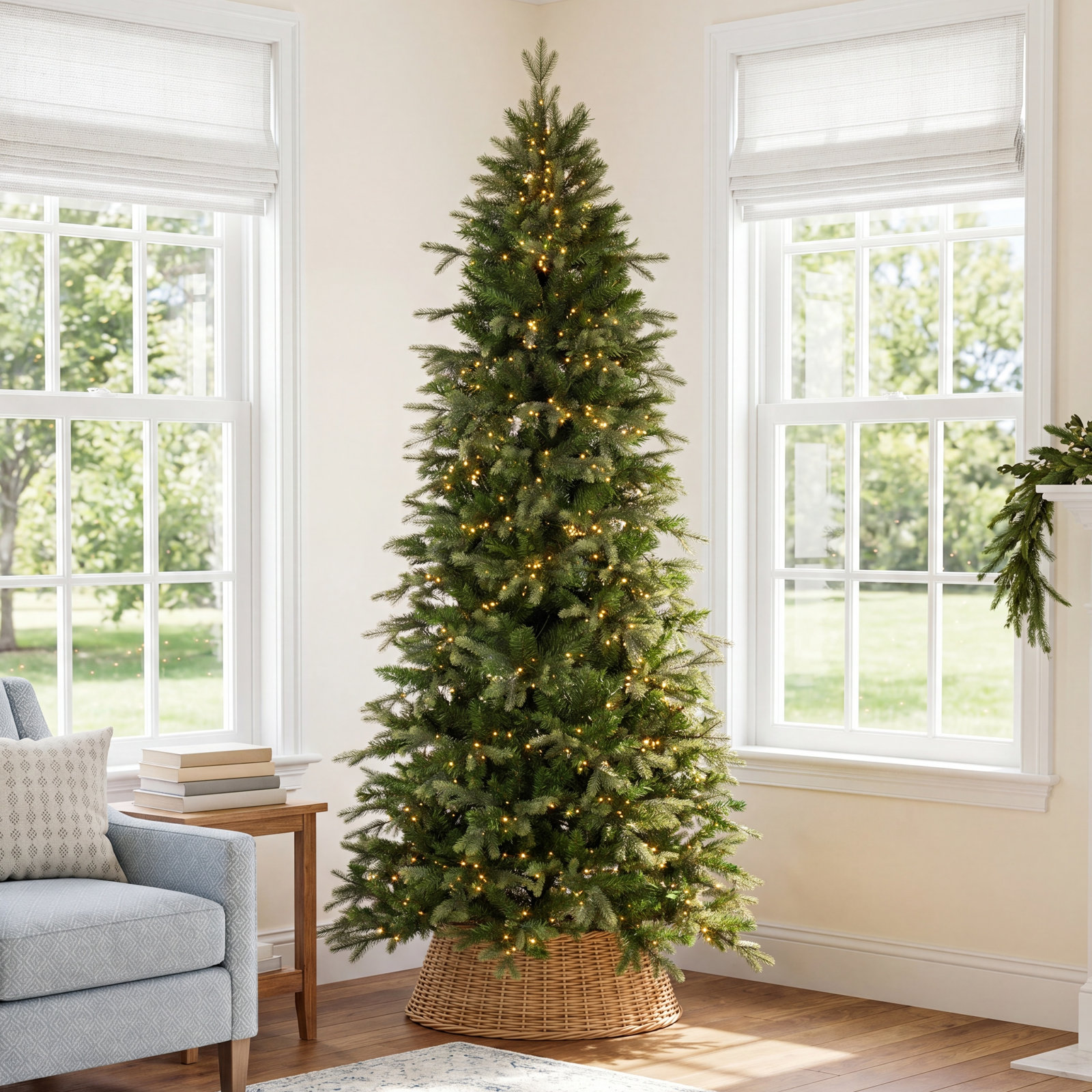 Slim Pre-Lit Fir Christmas Tree, 10 ft