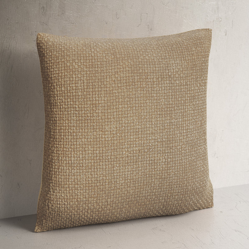 Clovis Square 100% Cotton Pillow, Beige, 18" x 18", Poly Fill