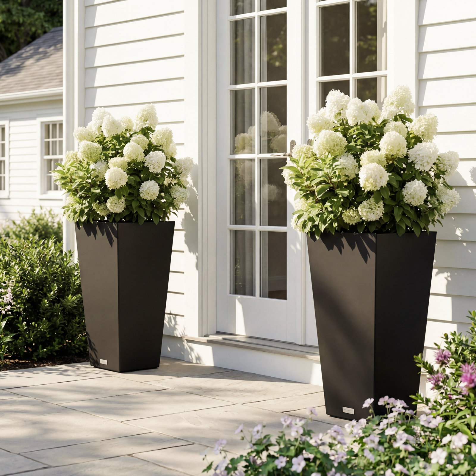 Pure Series Midland Planter, Black, 30" H x 15.25" W x 15.25" D, Set of 2
