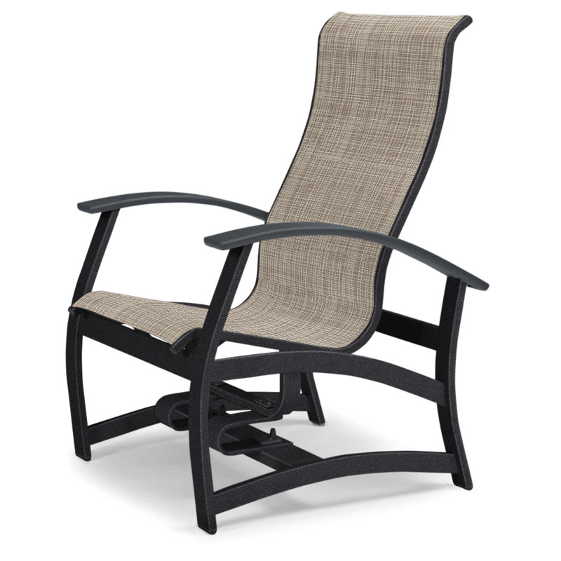 Askar Swivel Powder Coated Aluminum Outdoor Lounge Chair, Classic Graphite P30, Bristol Taupe Sunbrella®, Textured Silver